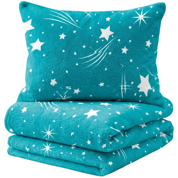 Posteljnina mikropliš NIGHT SKY turkizna Dimenzije posteljnine: 70 x 90 cm | 140 x 200 cm