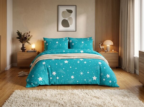 Posteljnina mikropliš NIGHT SKY turkizna Dimenzije posteljnine: 70 x 90 cm | 140 x 200 cm