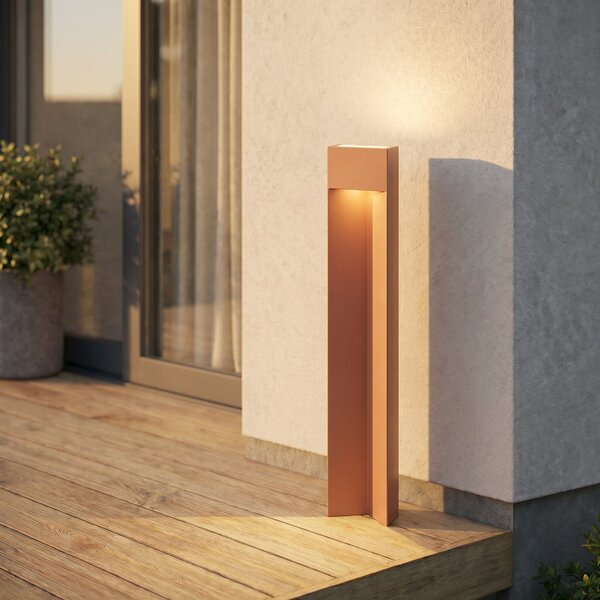 Lucande LED-ulična svetilka Kaholo, rjava, 90 cm, IP44, Rjava / rjasta, Aluminij, Sodobni