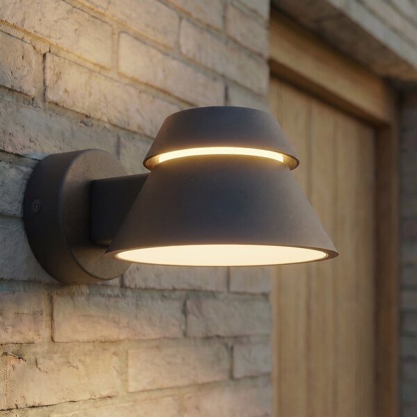 Lucande LED-stenna svetilka za zunanjo uporabo Moena, črna, kovinska, IP44, Črna, Aluminij, Sodobni