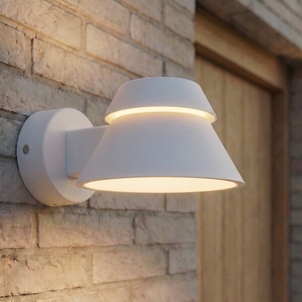 Lucande LED-stenna svetilka za zunanjo uporabo Moena, svetlo siva, kovina, IP44, Siva, Aluminij, Sodobni