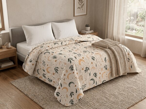 Pregrinjalo za posteljo BOHO MOON, kremno Dimenzije: 170 x 210 cm