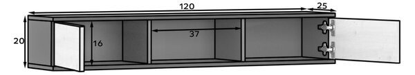 Police s kabineti LANZZI 120 cm, črna