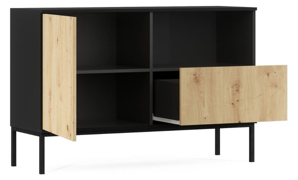 Komoda LANZZI 120x40 cm, črna/hrast