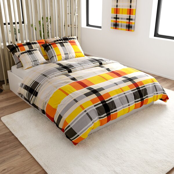 Posteljnina iz Renforcé bombaža ORANGE KUBE barvna Dimenzije posteljnine: 70 x 90 cm | 140 x 200 cm