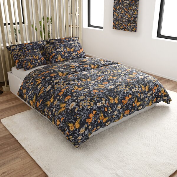 Posteljnina iz mikrovlaken BUTTERFLY GARDEN modro siva Dimenzije posteljnine: 70 x 90 cm | 140 x 200 cm
