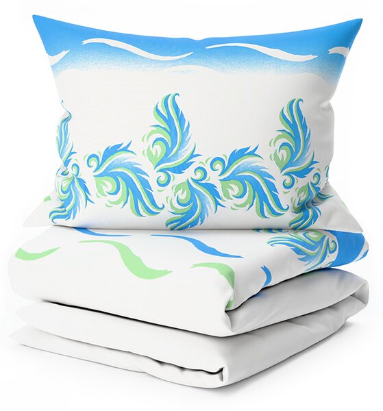 Posteljnina iz mikrosatena SOFTURE, belo-modra Dimenzije posteljnine: 70 x 90 cm | 140 x 200 cm