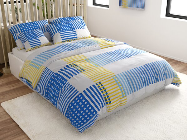 Posteljnina iz mikrosaten MIRVOLLI, belo-modra Dimenzije posteljnine: 70 x 90 cm | 140 x 200 cm