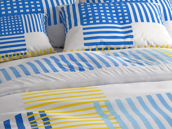 Posteljnina iz mikrosaten MIRVOLLI, belo-modra Dimenzije posteljnine: 70 x 90 cm | 140 x 200 cm