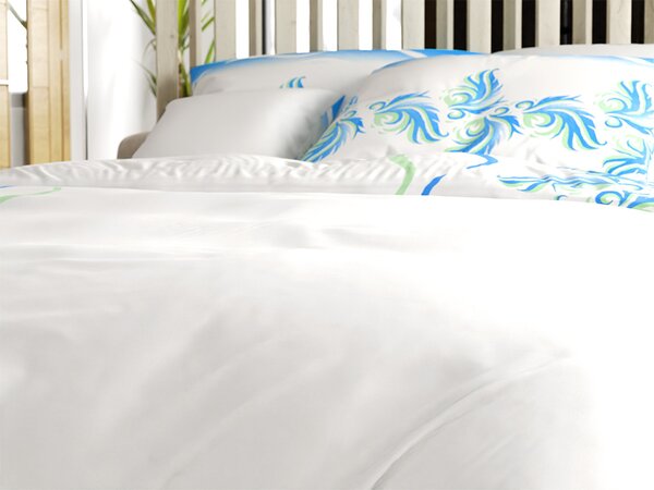 Posteljnina iz mikrosatena SOFTURE, belo-modra Dimenzije posteljnine: 70 x 90 cm | 140 x 200 cm