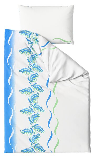 Posteljnina iz mikrosatena SOFTURE, belo-modra Dimenzije posteljnine: 70 x 90 cm | 140 x 200 cm