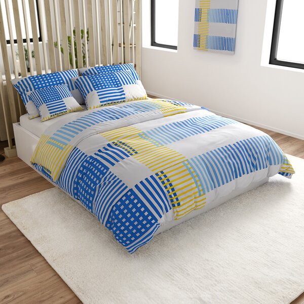 Posteljnina iz mikrosaten MIRVOLLI, belo-modra Dimenzije posteljnine: 70 x 90 cm | 140 x 200 cm