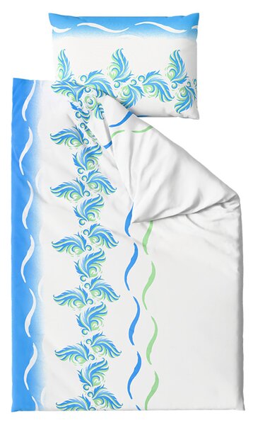 Posteljnina iz mikrosatena SOFTURE, belo-modra Dimenzije posteljnine: 70 x 90 cm | 140 x 200 cm