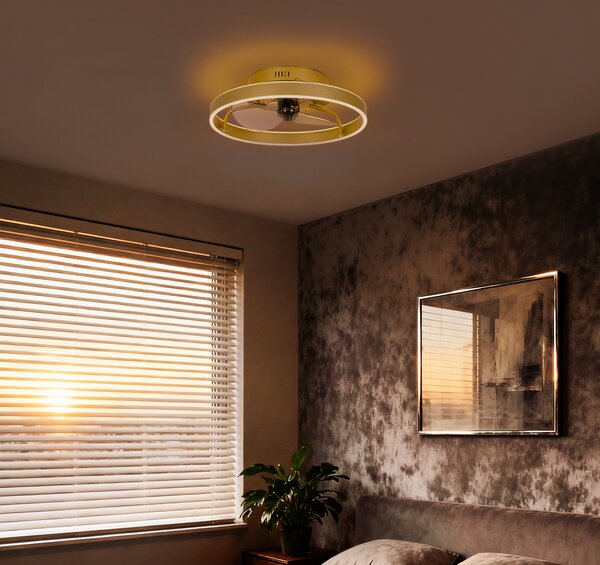Stropni ventilator medenina 50 cm vklj. LED zatemnilna z daljinskim upravljalnikom - Maddy