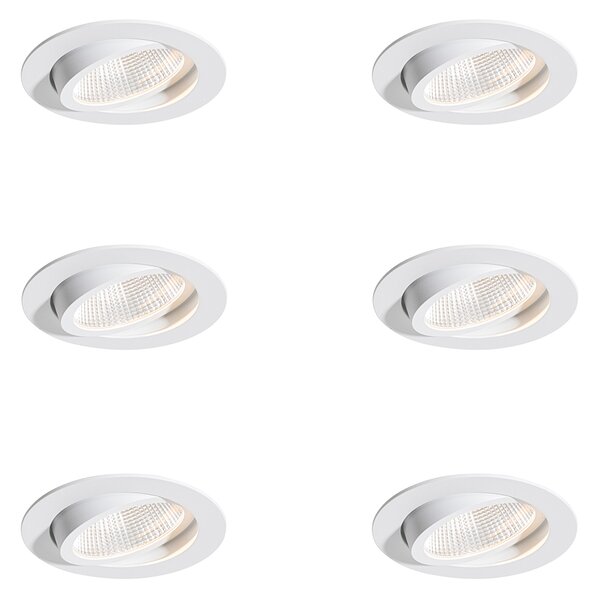 Komplet 6 vgradnih reflektorjev belih 9,5 cm vklj. LED 1300 lm možnost zatemnitve IP65 - Gaius