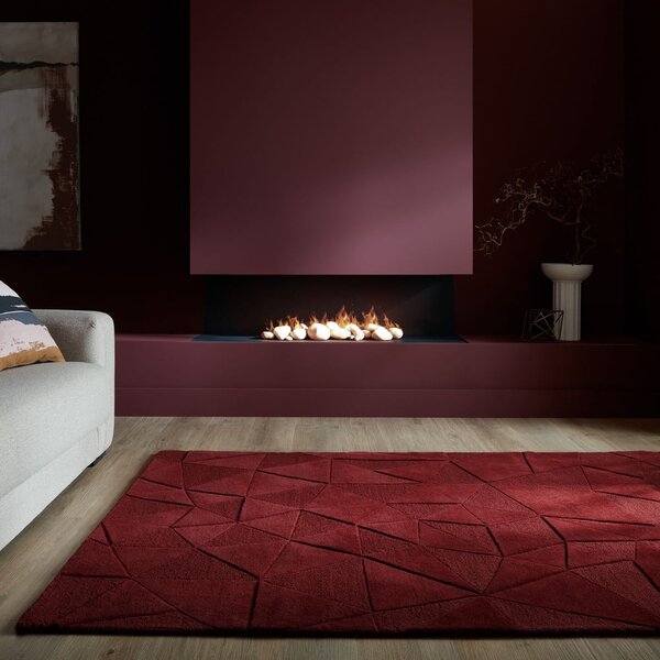 Bordo rdeča ročno tkana volnena preproga 160x230 cm Shard Red – Flair Rugs