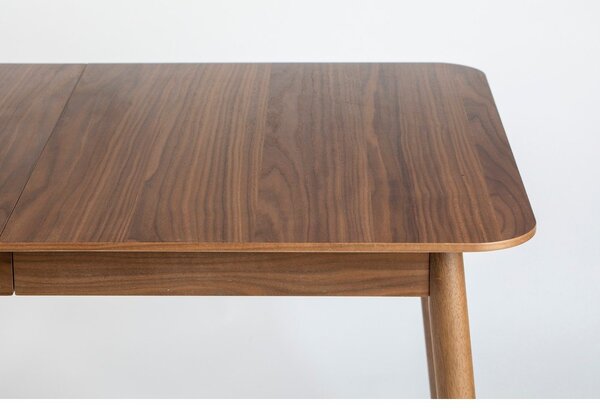 Raztegljiva jedilna miza z mizno ploščo v orehovem dekorju 80x120 cm Glimps – Zuiver