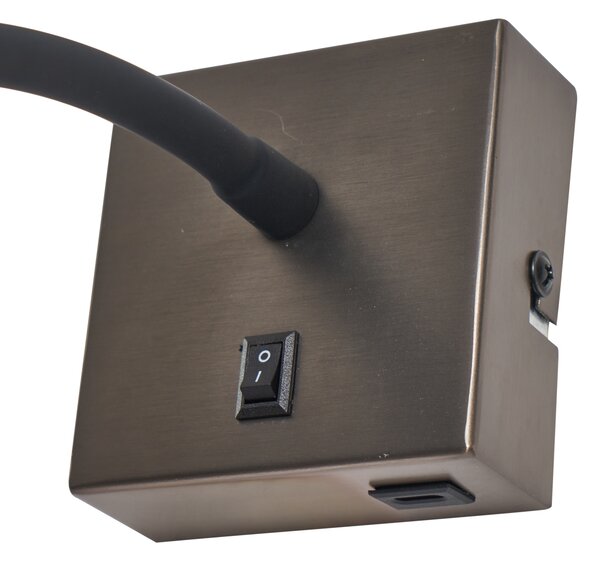 Komplet 2 modernih Gunmetal stenskih svetilk z USB-C - Gosna