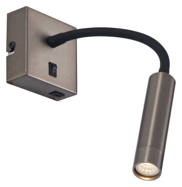 Komplet 2 modernih Gunmetal stenskih svetilk z USB-C - Gosna