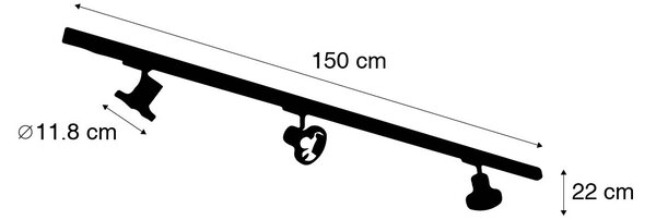 Sodoben 3-fazni tirni sistem razsvetljave s 3 črnimi reflektorji GU10 111 mm levo - 3-fazni Jeany