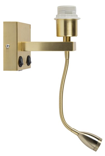 Stenska svetilka v slogu art deco zlata z USB in gibljivo roko - Brescia Combi