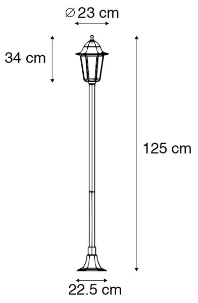 Klasična stoječa zunanja svetilka črna 125 cm IP44 - New Orleans