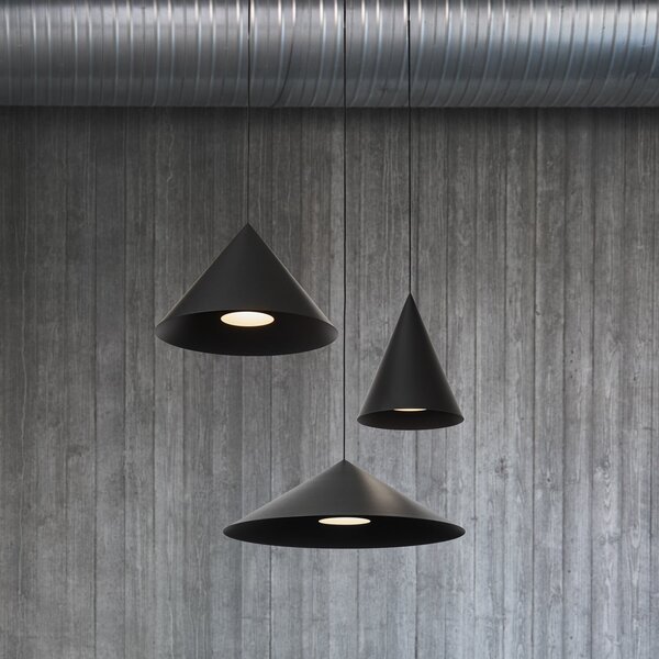 LOOM DESIGN viseča svetilka Hanzu, Ø 35 cm, črna, E27, zatemnjen, Črna, Dnevna soba / jedilnica, Aluminij, Sodobni