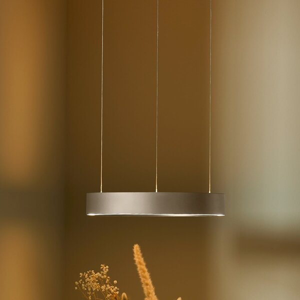 LOOM DESIGN LED-visoka svetilka Velora, krem, Ø 40 cm, z regulatorjem svetlobe, zatemnjen, Bež, Dnevna soba / jedilnica, Aluminij, Sodobni