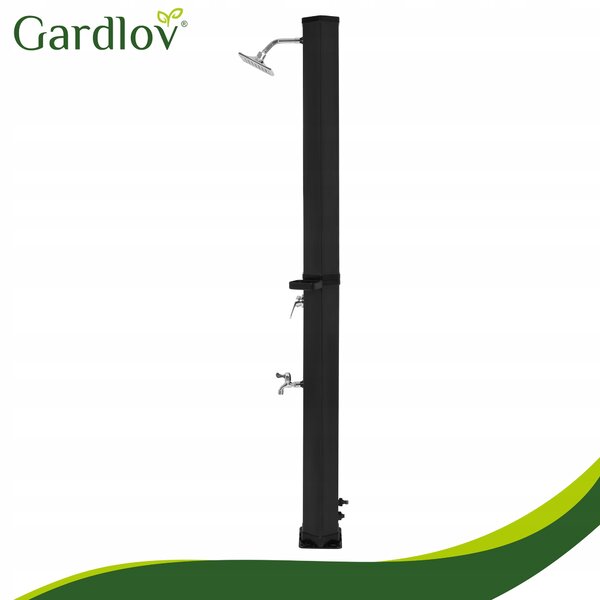 Zunanji pokončni solarni tuš 40L in pipo 216cm črn 360°