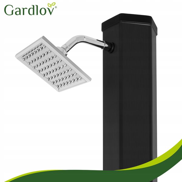 Zunanji pokončni solarni tuš 40L in pipo 216cm črn 360°