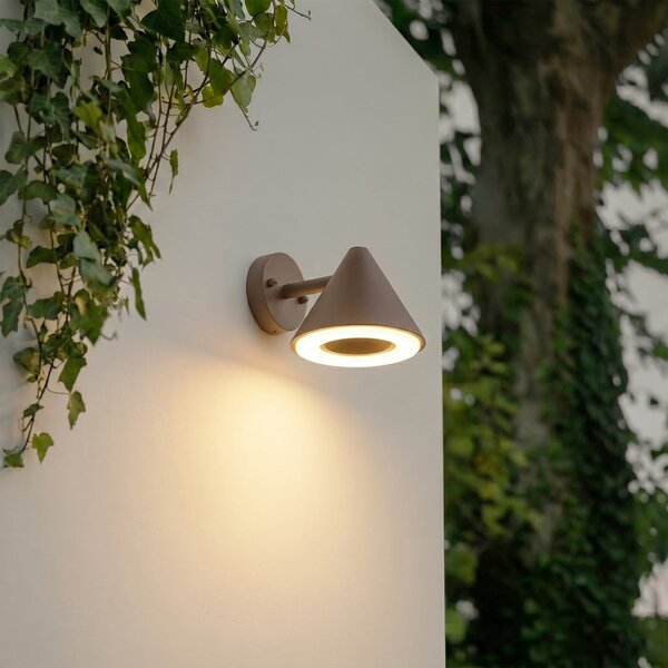 Lindby LED-zunanja stenska svetilka Soran, rjava, kovinska, IP44, Rjava / rjasta, Kovina, Sodobni