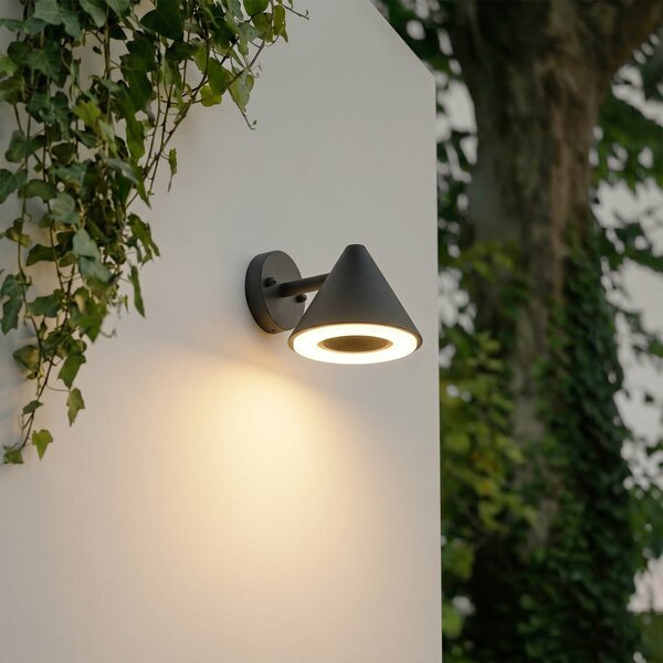 Lindby LED-stenna svetilka za zunanjo uporabo Soran, črna, kovinska, IP44, Črna, Kovina, Sodobni