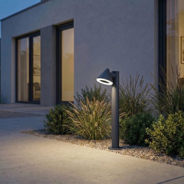 Lindby LED-ulična svetilka Soran, črna, 60 cm, kovinska, IP44, Črna, Kovina, Sodobni