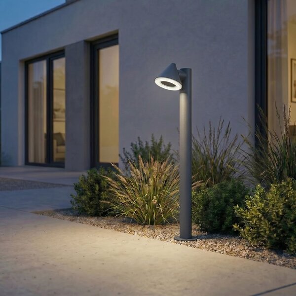 Lindby LED-ulična svetilka Soran, črna, 100 cm, kovinska, IP44, Črna, Kovina, Sodobni