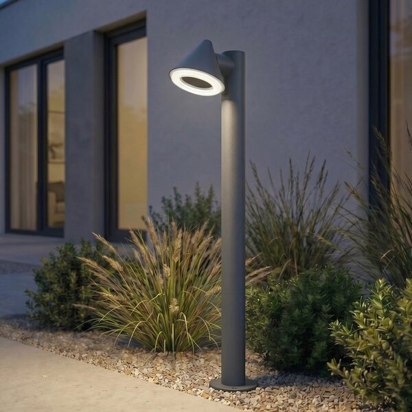 Lindby LED-ulična svetilka Soran, črna, 100 cm, kovinska, IP44, Črna, Kovina, Sodobni