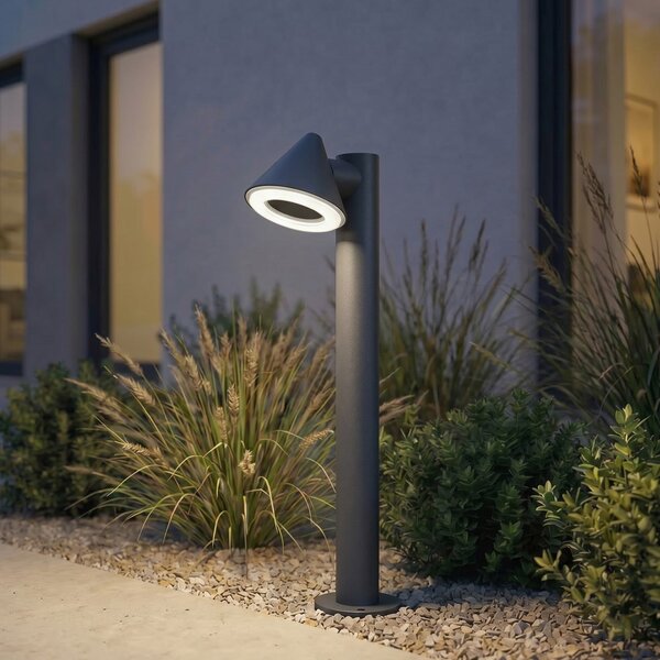 Lindby LED-ulična svetilka Soran, črna, 60 cm, kovinska, IP44, Črna, Kovina, Sodobni