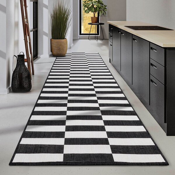 Črno-bel tekač 80x200 cm Viela – Hanse Home