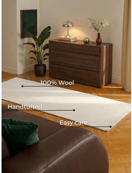 Kremno bel volnen tekač 80x250 cm Eloise – Hanse Home