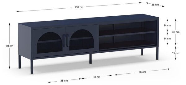 Temno modra TV omarica 160x50 cm Diora – Marckeric