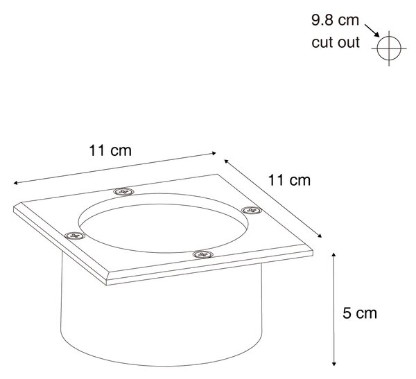 Komplet 6 talnih reflektorjev aluminijastih kvadratnih vklj. LED IP65 Solar - Terry