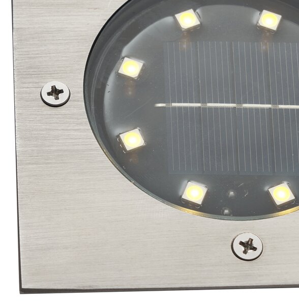 Komplet 6 talnih reflektorjev aluminijastih kvadratnih vklj. LED IP65 Solar - Terry