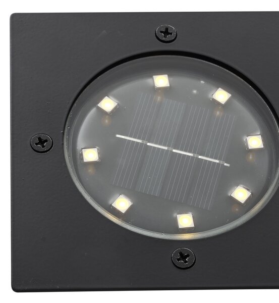 Komplet 6 talnih reflektorjev črne barve kvadratni vklj. LED IP65 solarni - Terry