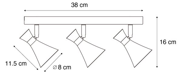 Sodobna stropna reflektorska svetilka črna 3-luč nastavljiva - Triangle