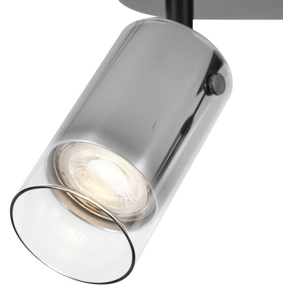 Sodobna stropna reflektorska svetilka Gunmetal 2-luči vrtljiva in nastavljiva - Drain
