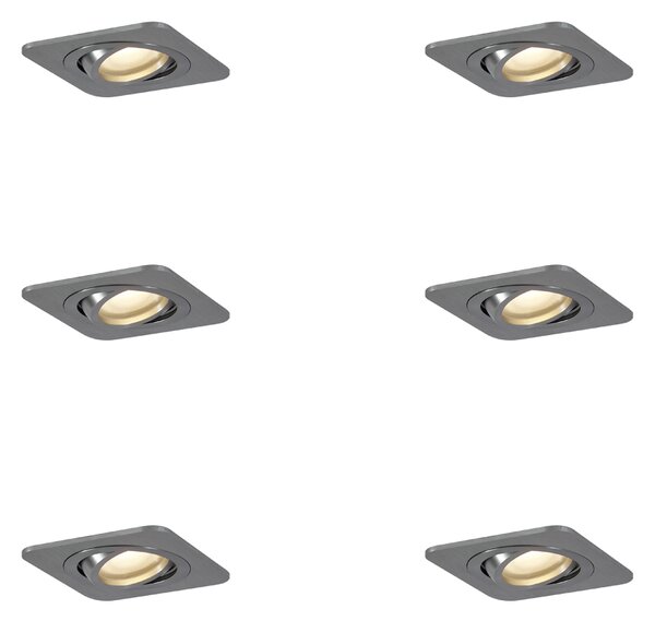 Komplet 6 okroglih vgradnih reflektorjev Gunmetal GU10 50mm nastavljiv IP44 - Alberto