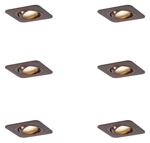 Komplet 6 okroglih vgradnih reflektorjev temno bronaste barve GU10 50mm IP44 - Alberto