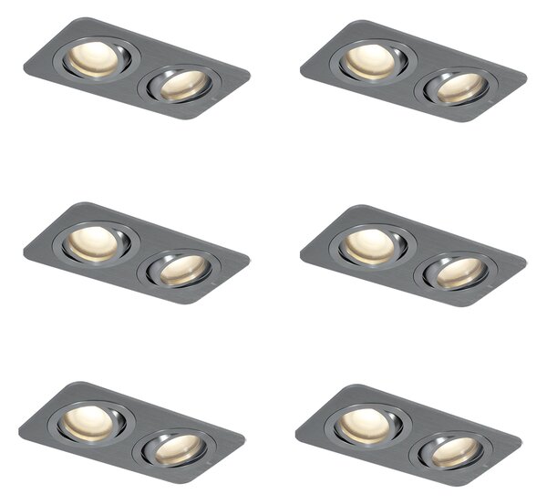 Komplet 6 okroglih vgradnih reflektorjev Gunmetal GU10 50mm nastavljiv IP44 2-luči - Alberto