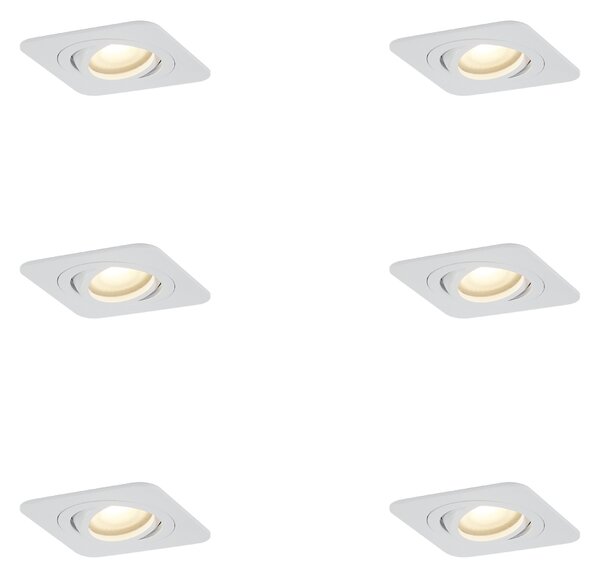 Komplet 6 okroglih vgradnih reflektorjev bel GU10 50 mm vrtljivih in nagibnih IP44 - Alberto