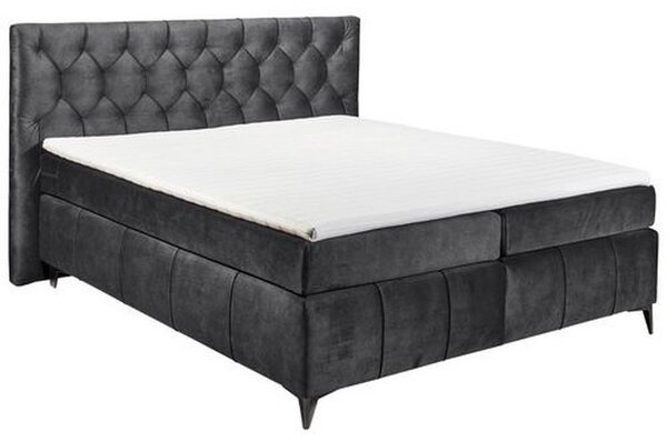POSTELJA BOXSPRING 180 cm x 200 cm , tekstil, leseni material antracit