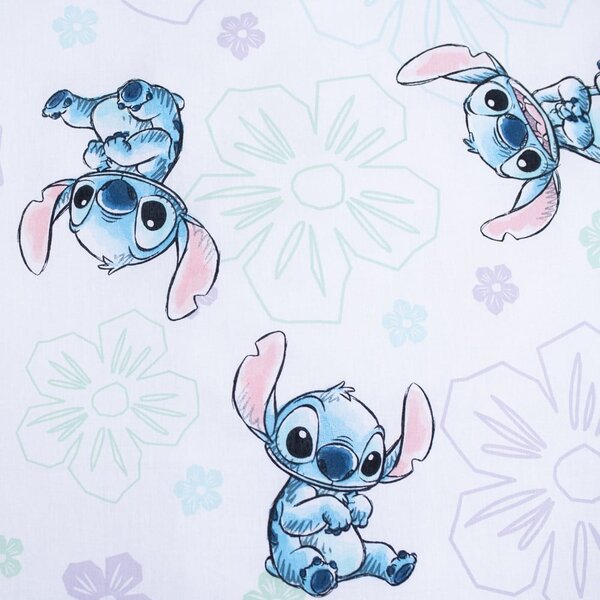 Bela enojna bombažna otroška posteljnina 140x200 cm Lilo and Stitch "Ohana White" – Jerry Fabrics